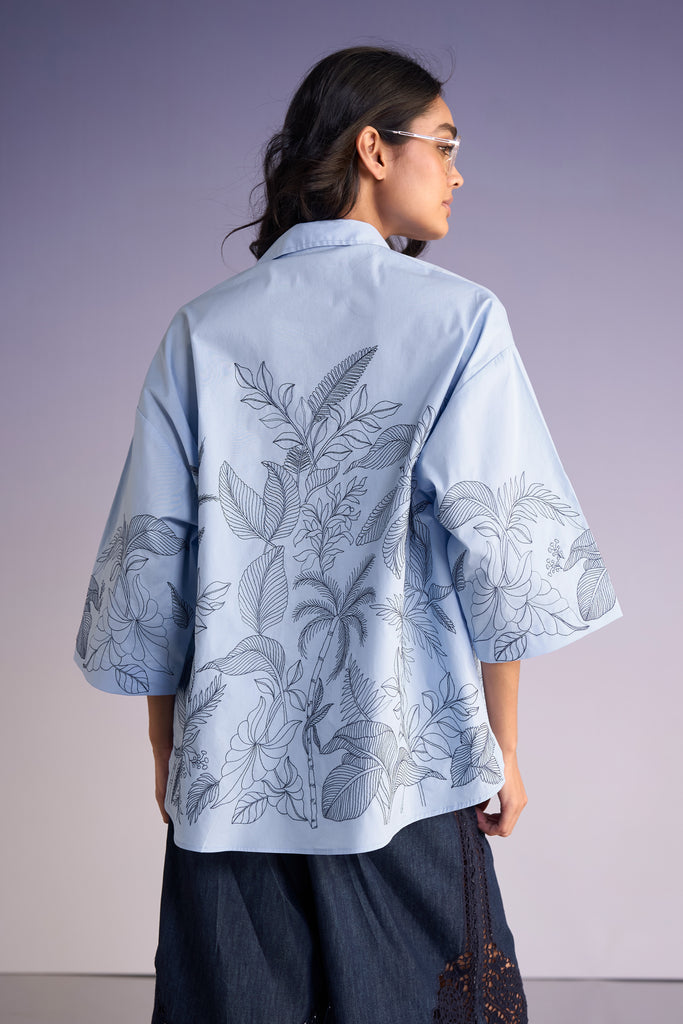 JARDIN EMBROIDERED BOXY SHIRT dash and dot