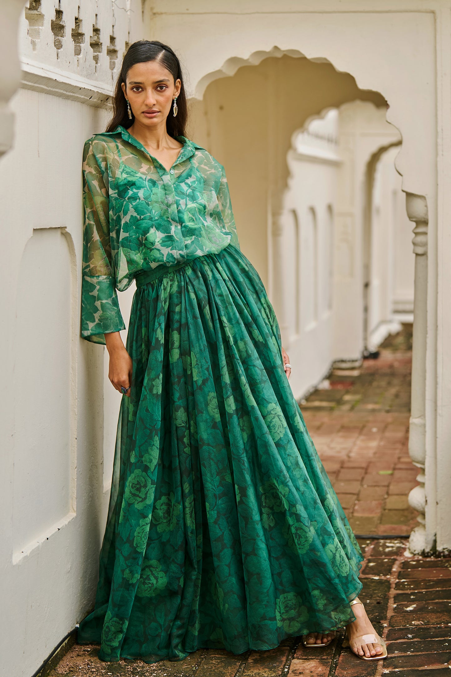 PRINTED ORGANZA SHIRT