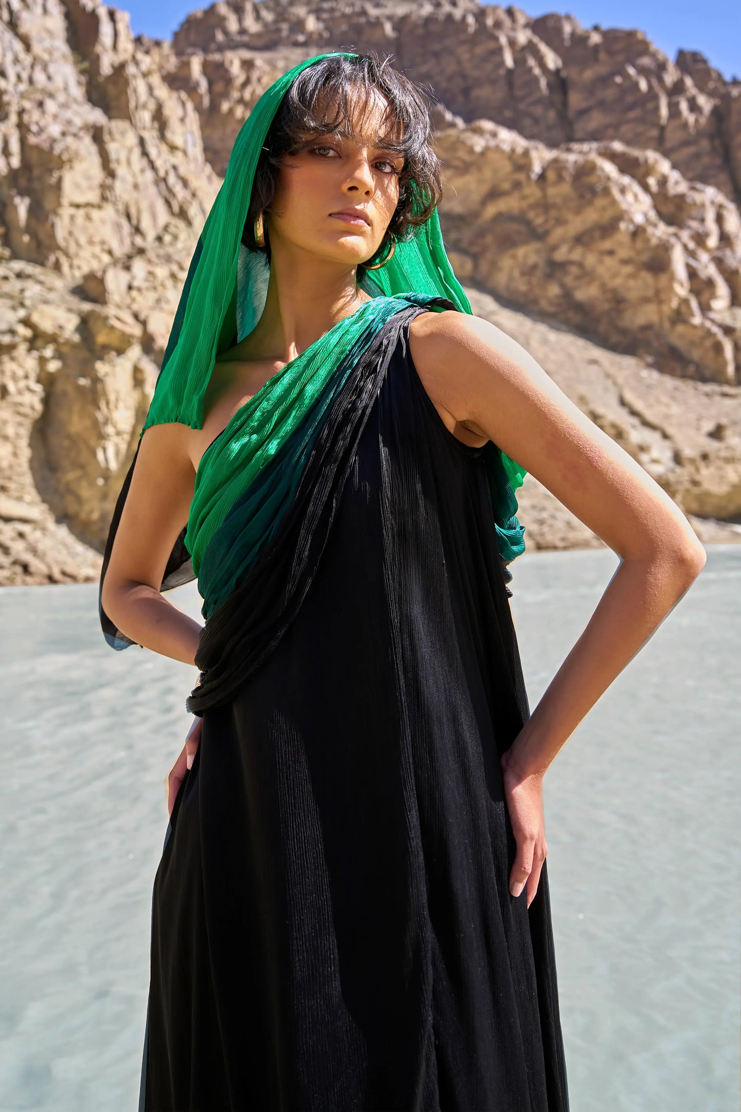 OMBRÉ DRAPED SARI GOWN