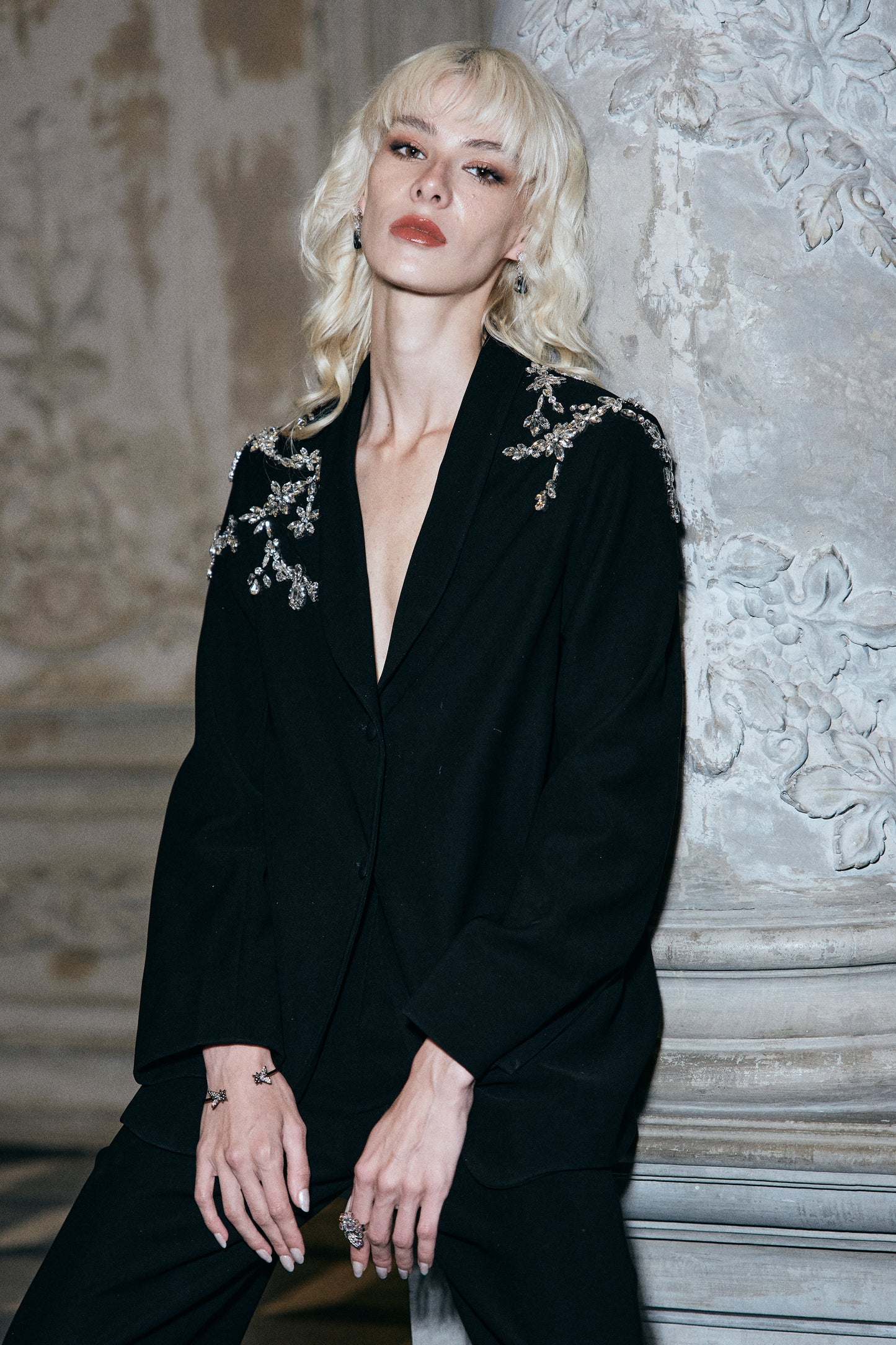 CRYSTAL EMBELLISHED BLAZER