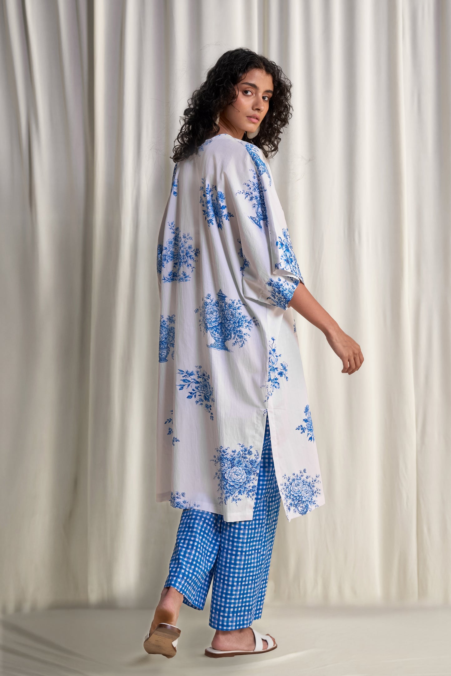LINEN MADRAS CHECK PRINT PANT
