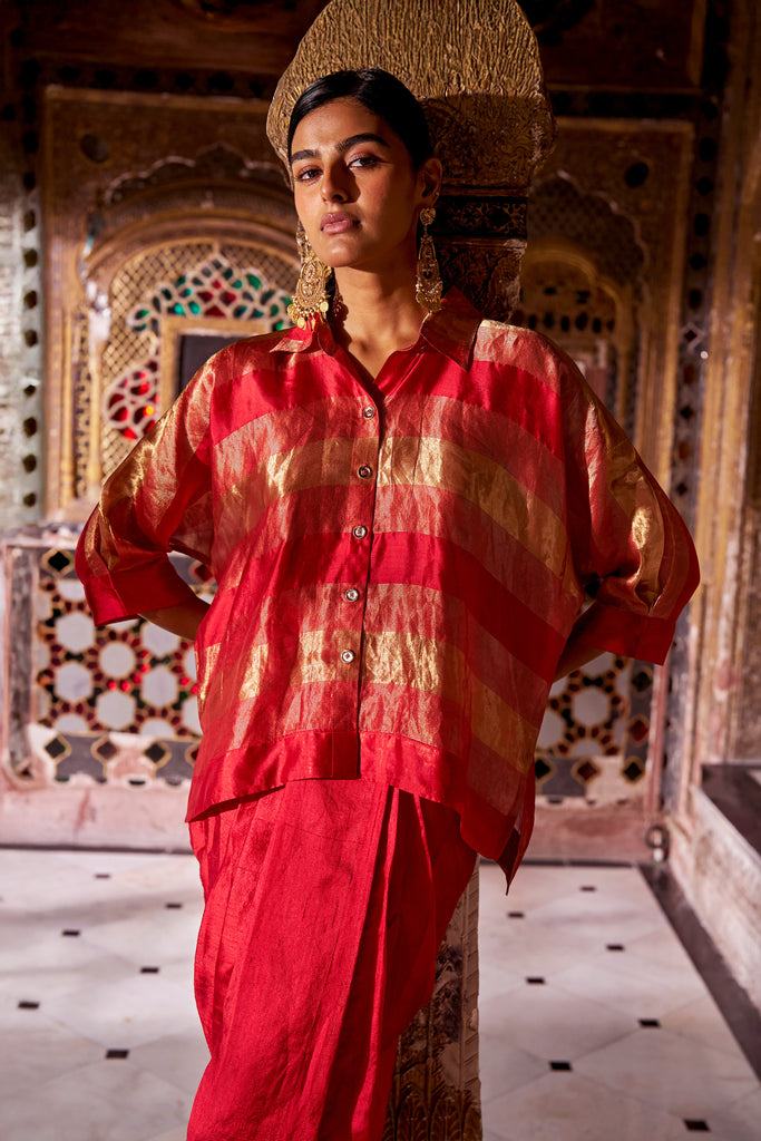 BENARES TISSUE STRIPED SHIRT dash and dot