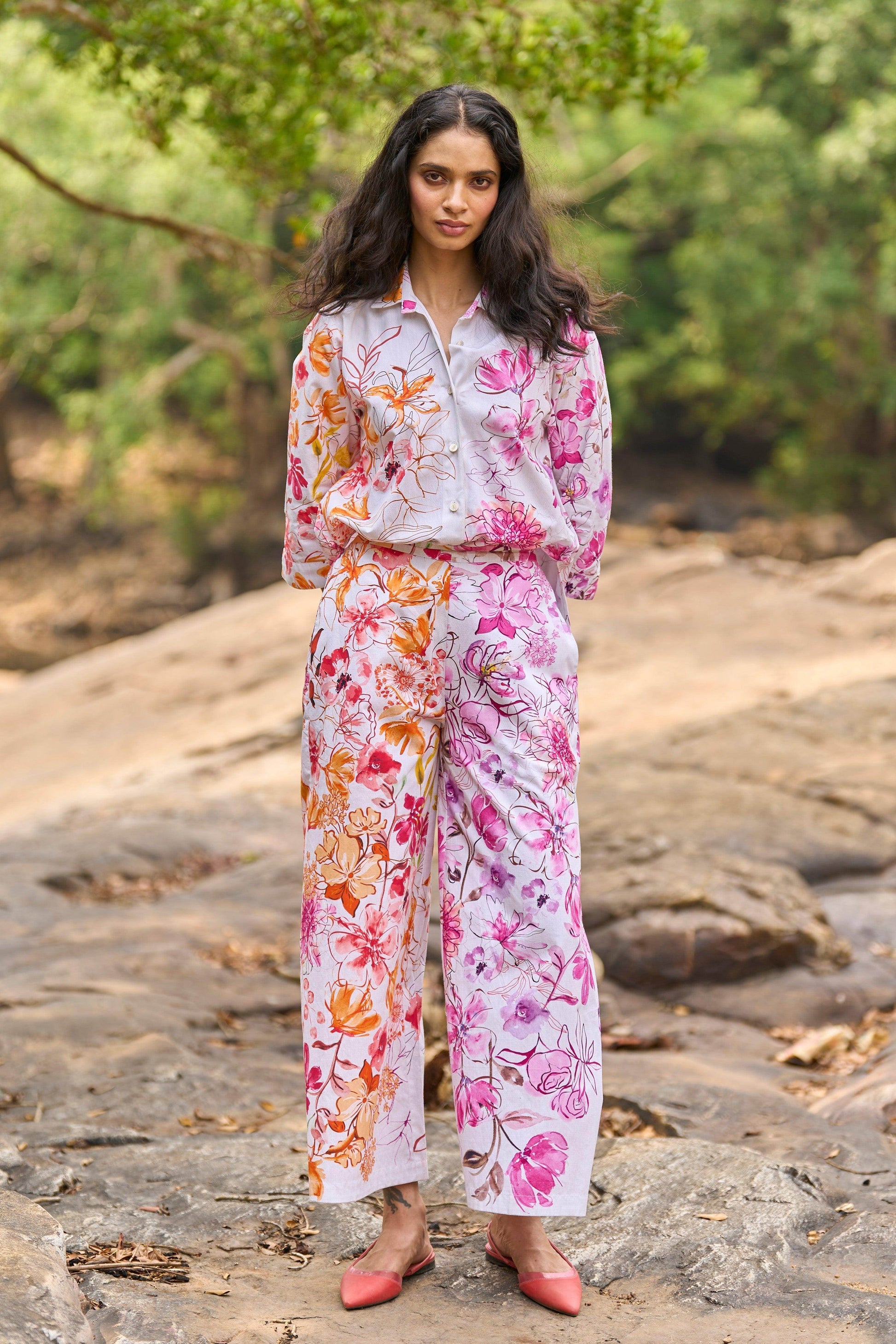 ASYMMETRIC FLORAL PRINT PANT - dash and dot