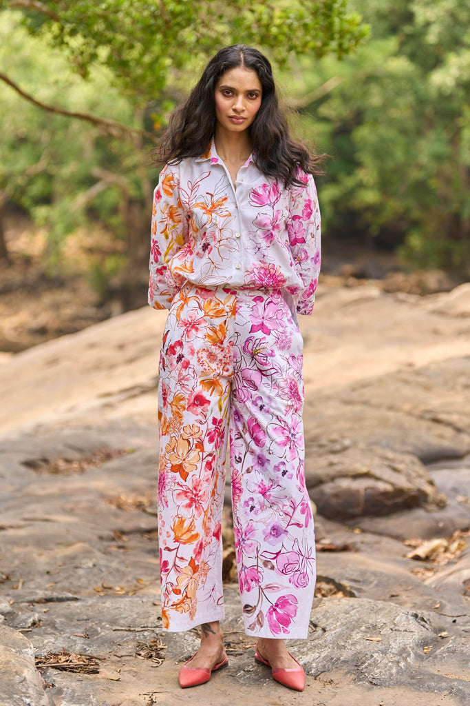 ASYMMETRIC FLORAL PRINT PANT - dash and dot dash and dot