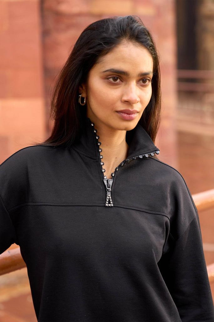 CRYSTAL ZIP NECK TOP - dash and dot dash and dot