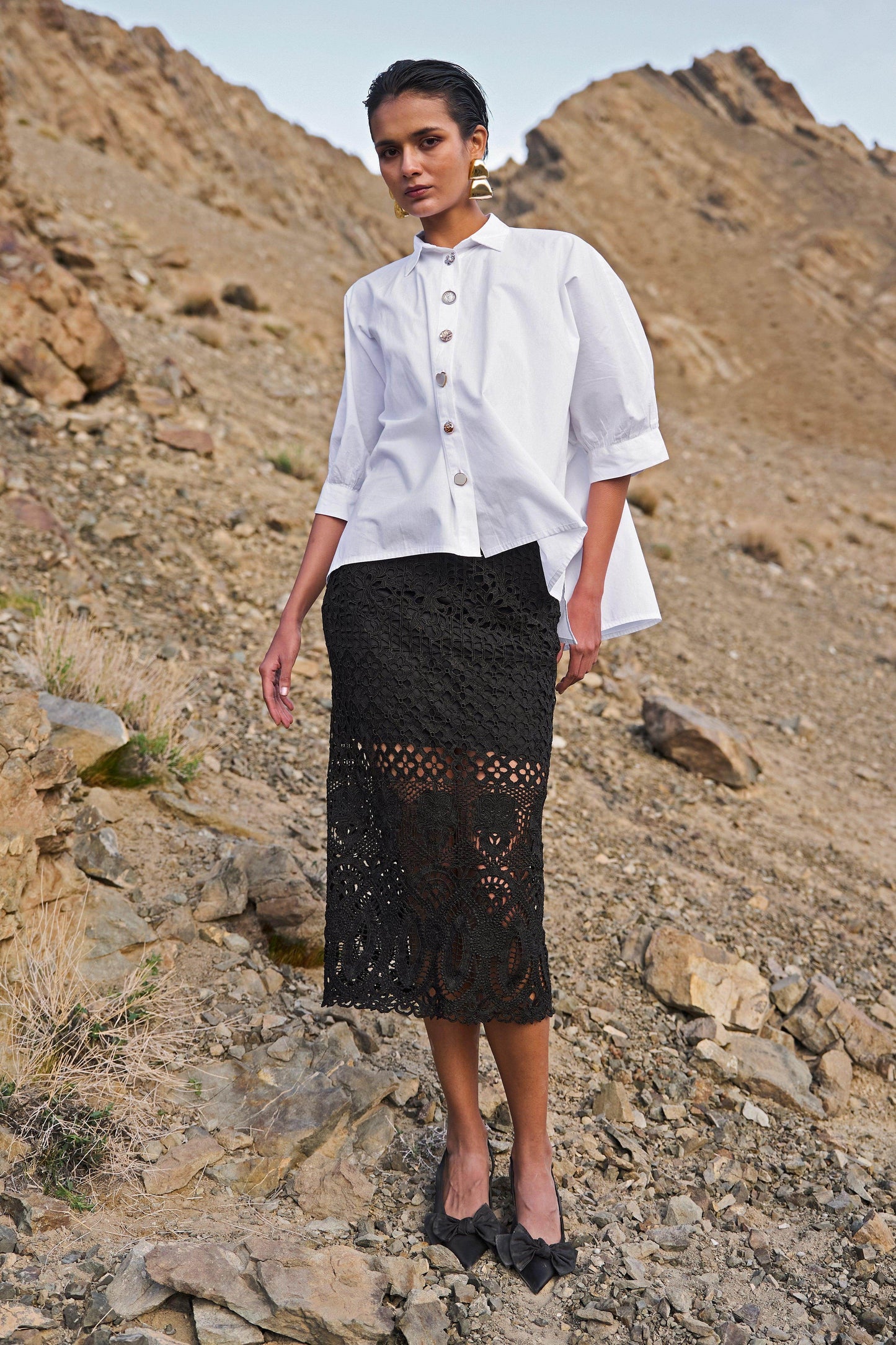 METALLIC LACE SKIRT - dash and dot