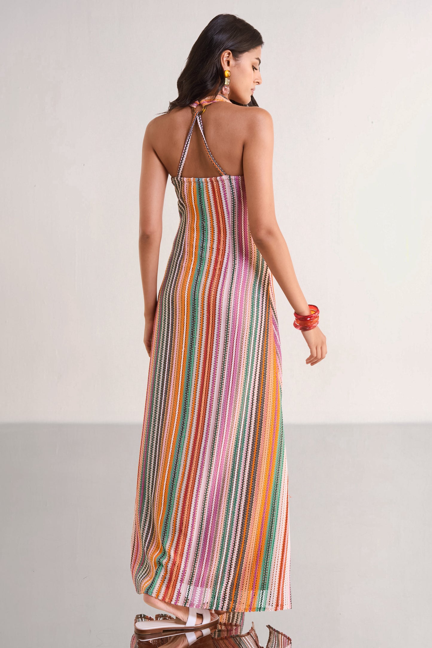 HALTER NECK CROCHET KNIT MAXI