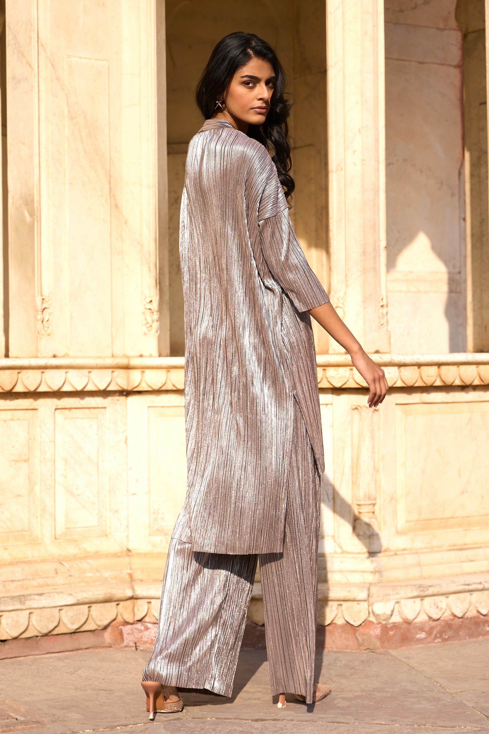 PLEATED LAMÉ SET - dash and dot