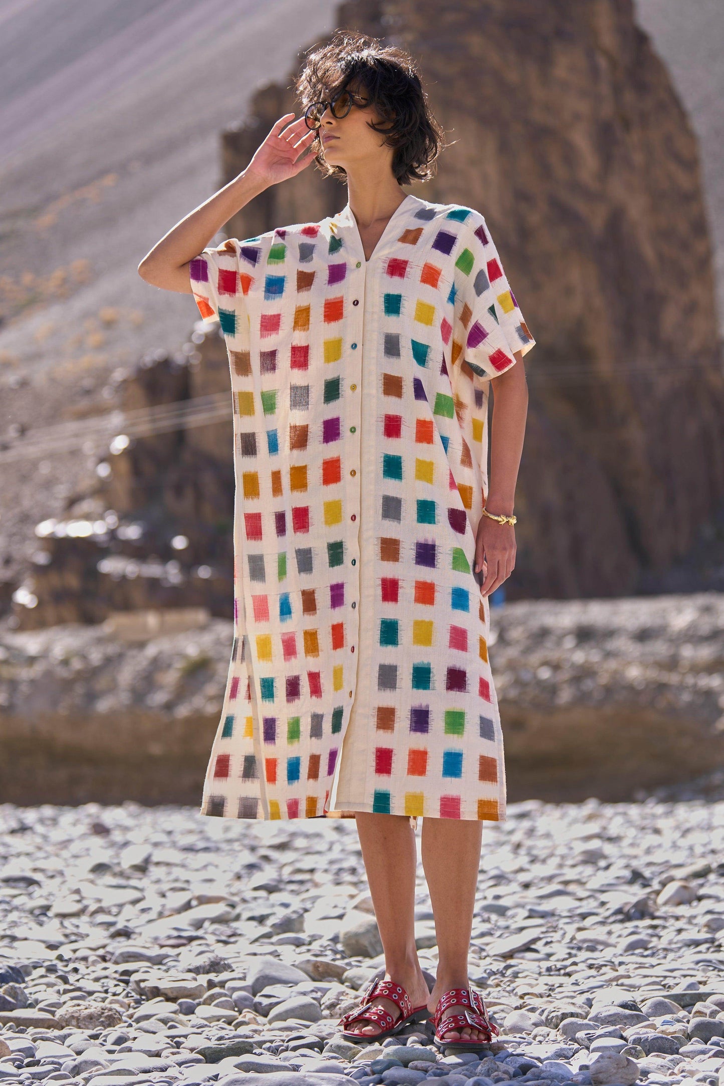 MULTICOLOUR IKAT SHIRT DRESS - dash and dot