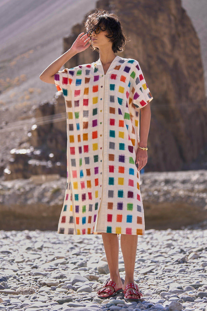 MULTICOLOUR IKAT SHIRT DRESS - dash and dot dash and dot