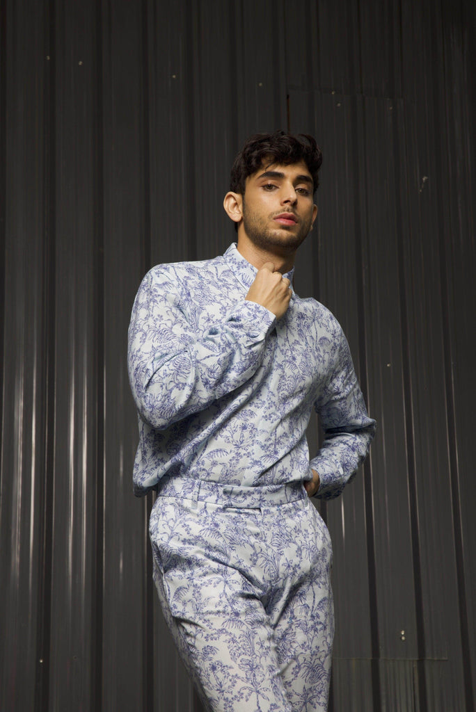 TONAL BLUE PRINTED SET - dash and dot dash and dot