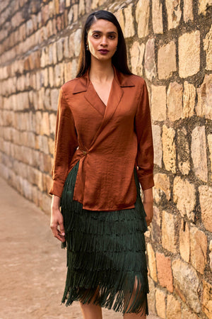 LAYERED FRINGE MIDI SKIRT - dash and dot