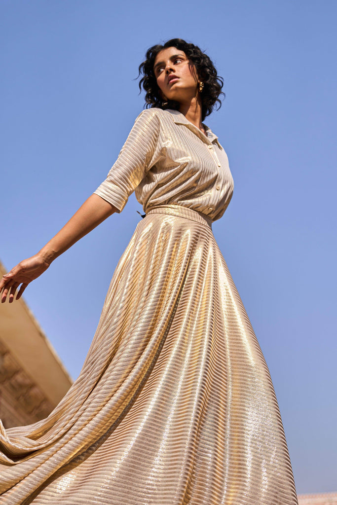 TEXTURED LAMÉ MAXI SKIRT SET - dash and dot dash and dot