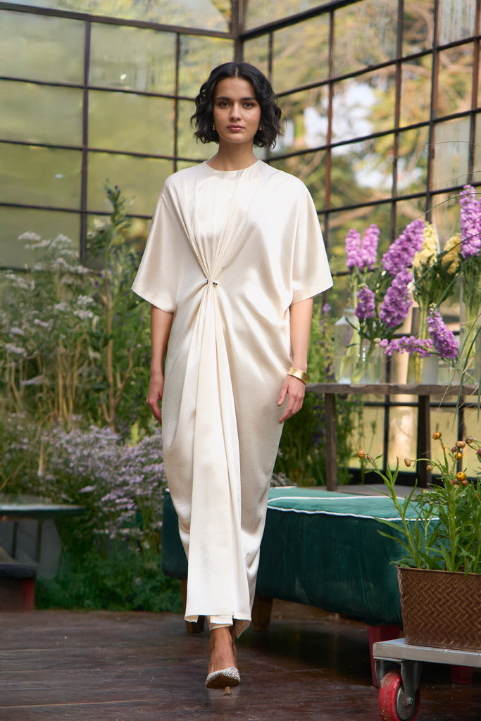 DRAPED & PLEATED KAFTAN DRESS dash and dot