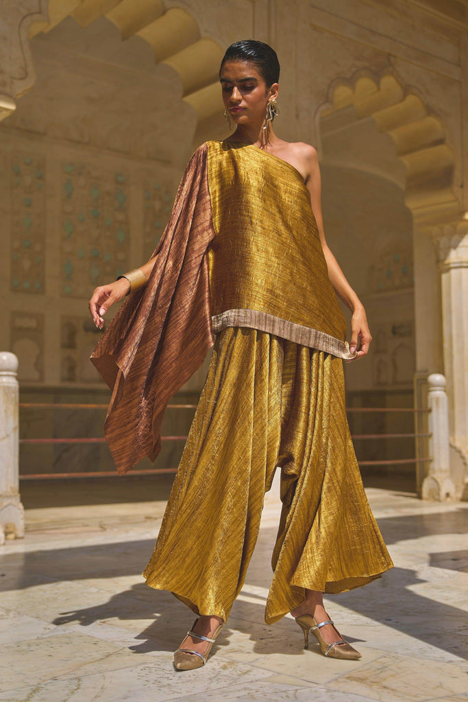 LAMÉ BLOCKED ONE SHOULDER SET - dash and dot dash and dot