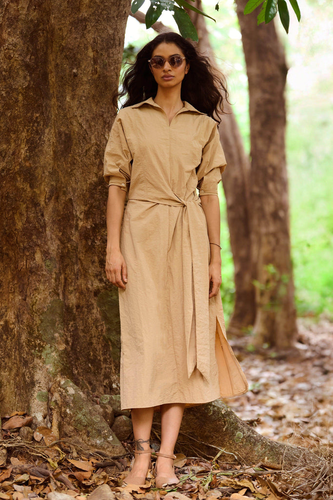 SIDE TIE MIDI - dash and dot dash and dot