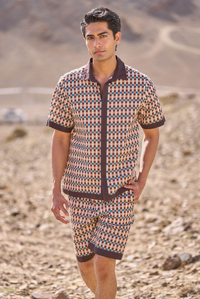 GEO PRINT POPLIN SHORTS SET - dash and dot dash and dot