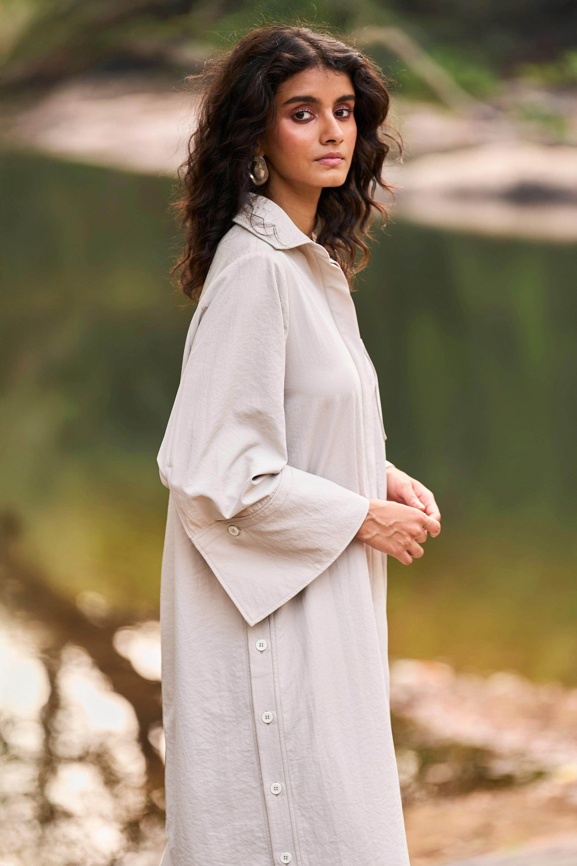 SIDE BUTTON SHIRT DRESS - dash and dot