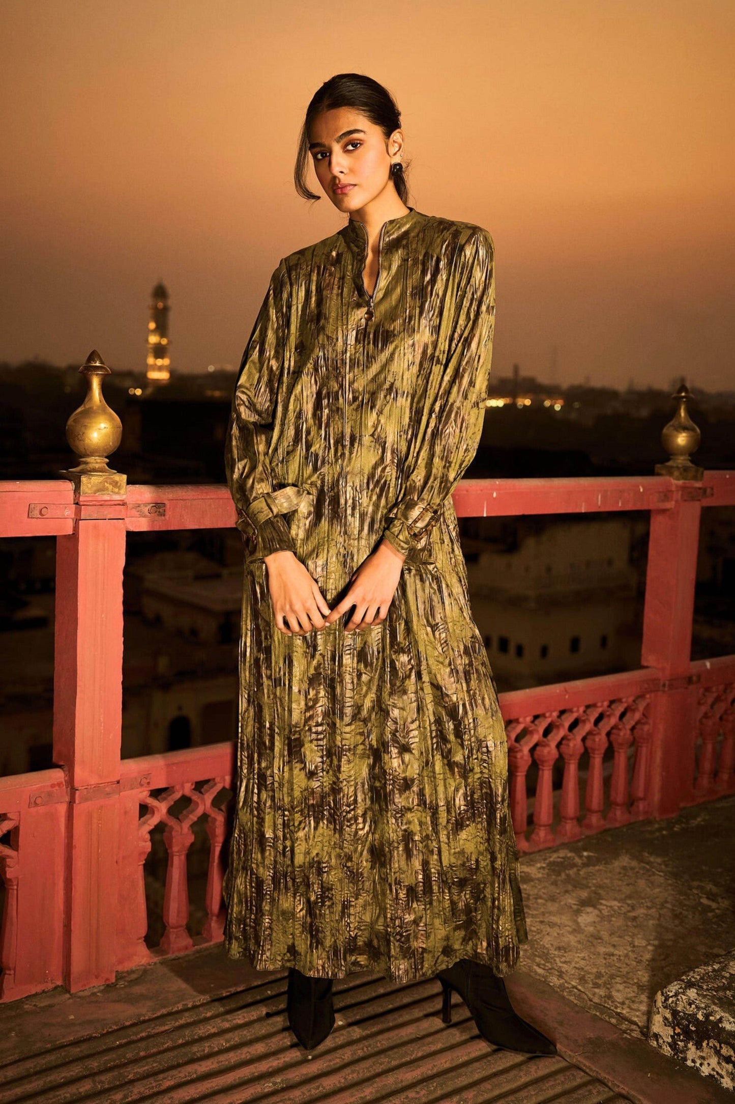 CRUSHED FOILED SHIRT DRESS - dash and dot