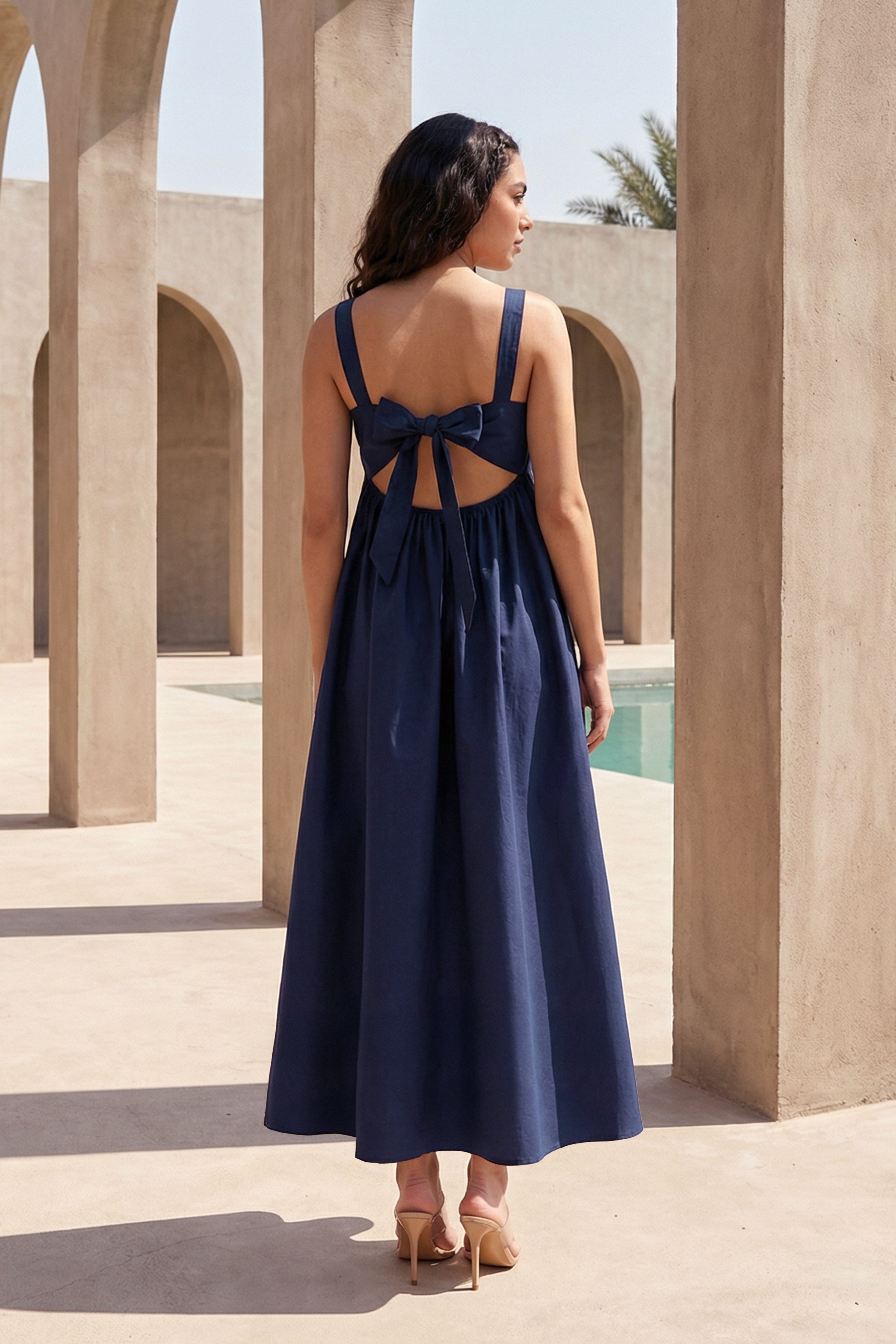 navy poplin midi dress Dash and Dot - NAVY POPLIN MIDI