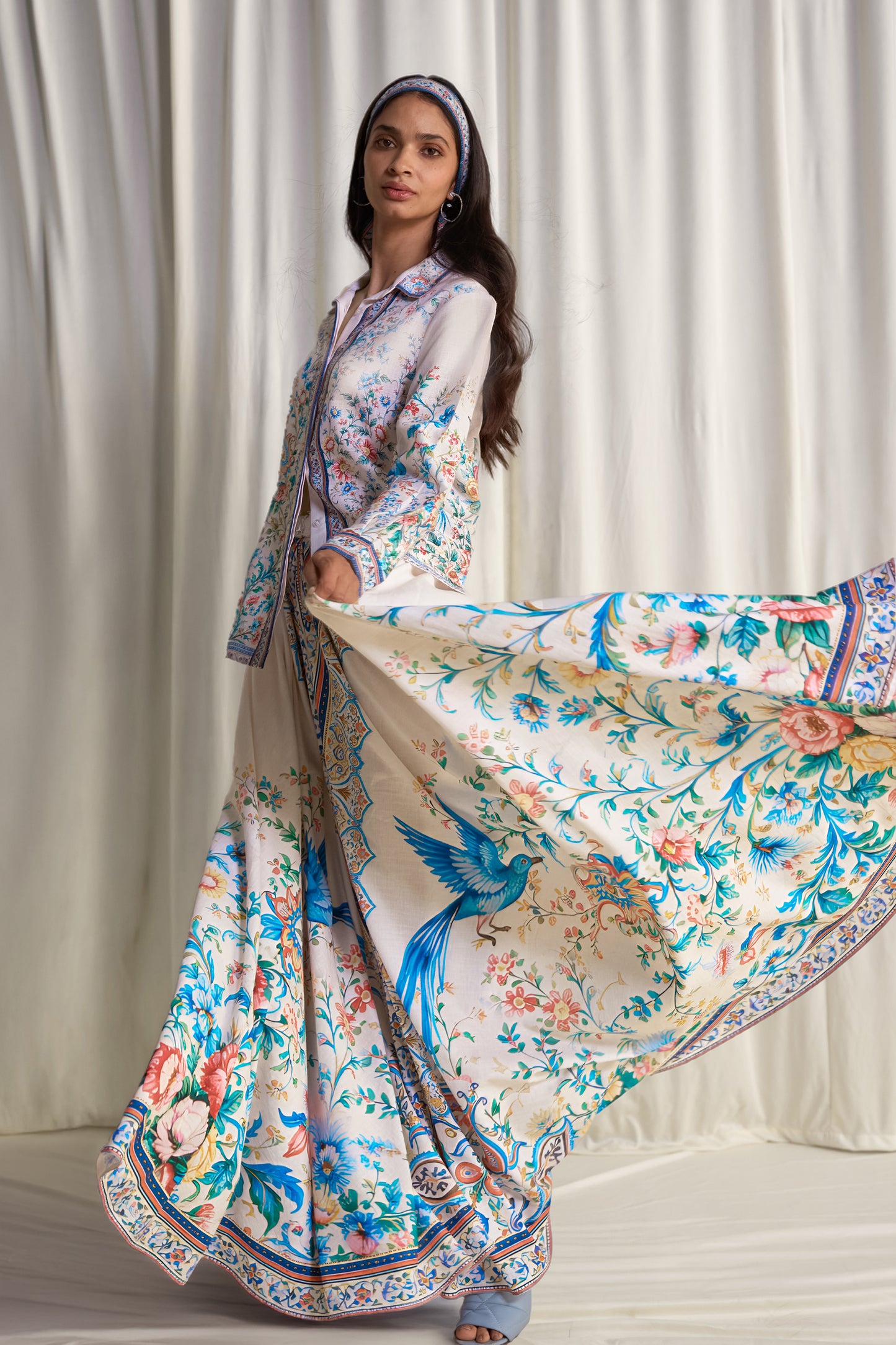 LINEN BOTANICAL PRINT SHIRT & MAXI SKIRT