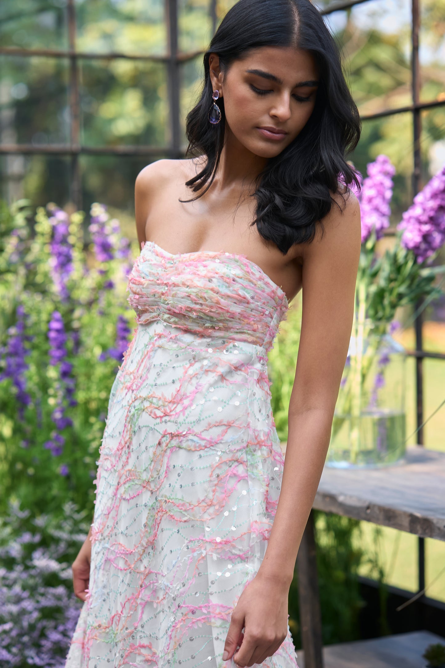 RIBBON & SEQUIN EMBROIDERED MAXI