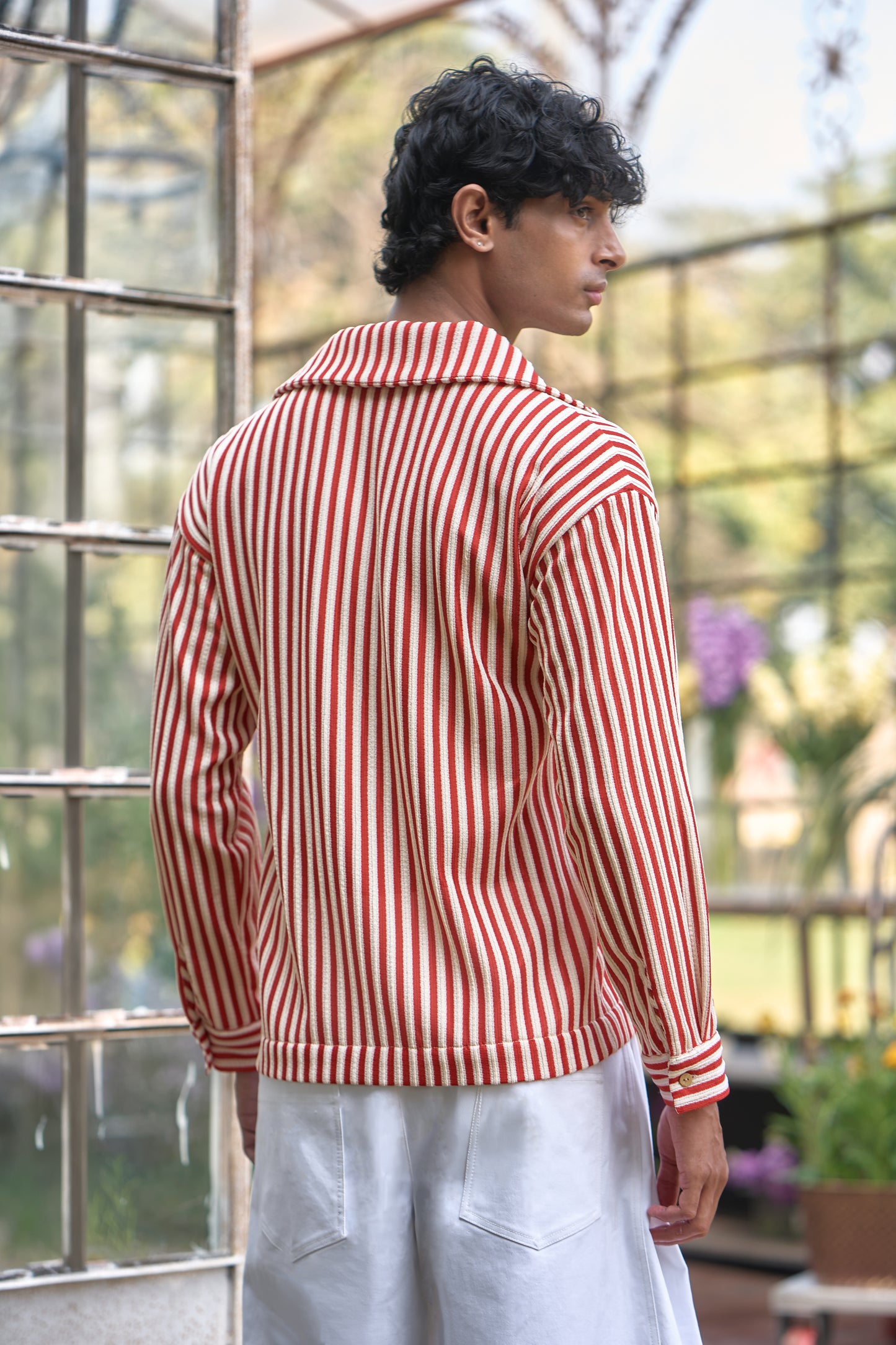 TEXTURED STRIPED POPOVER SHIRT