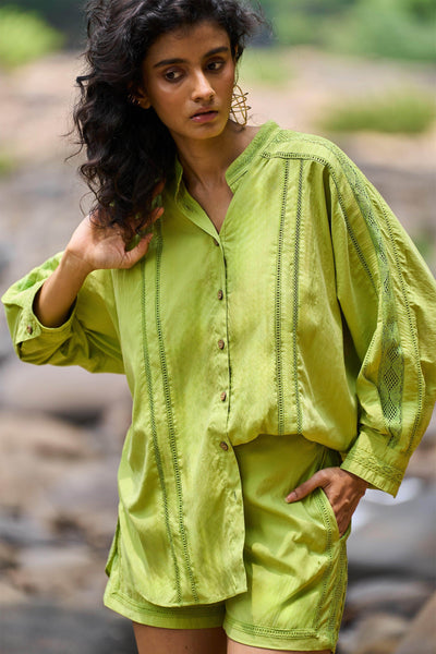 LACE INSERT SHORTS SET - dash and dot