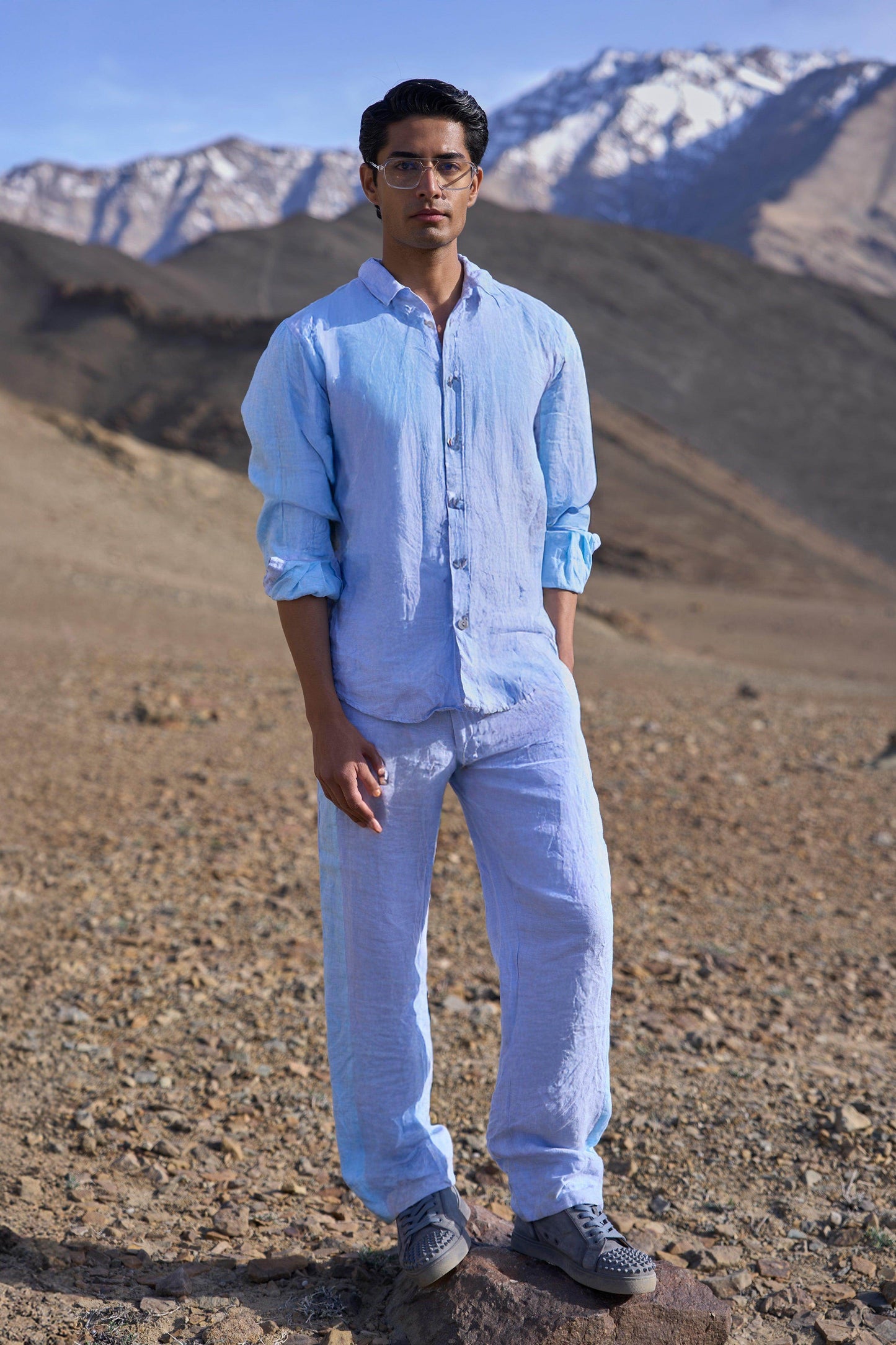 LINEN COLOUR BLOCK PANT SET - dash and dot