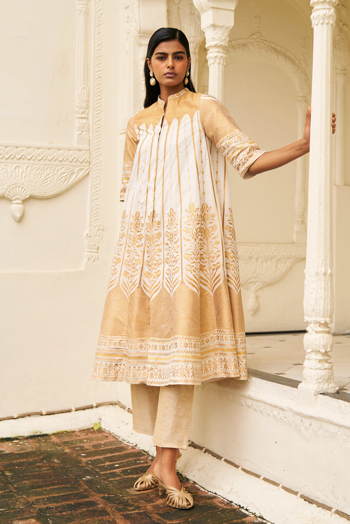 BENARES SILK BROCADE A-LINE JACKET dash and dot