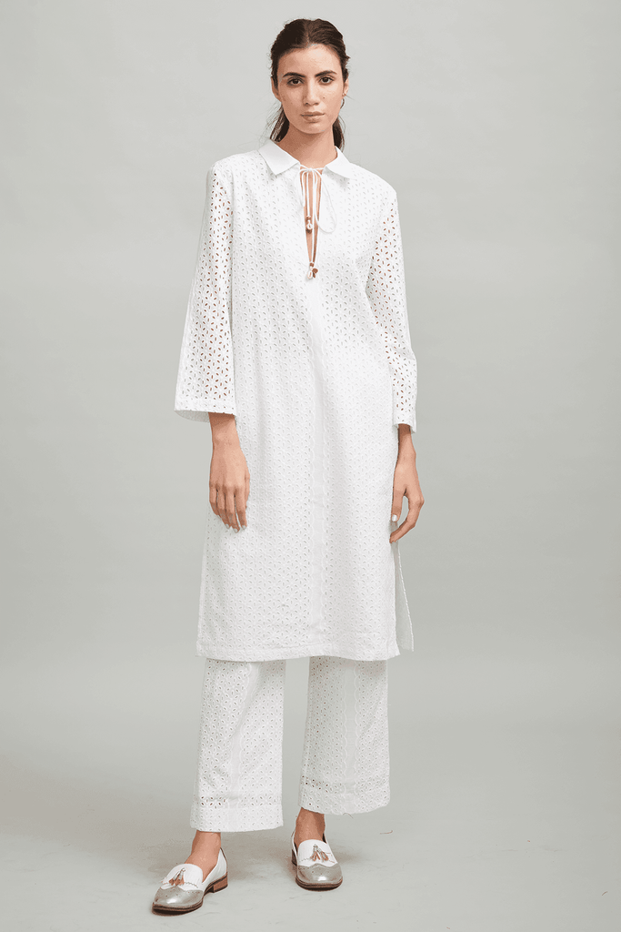 CUTWORK EMBROIDERY PANT SET - dash and dot dash and dot