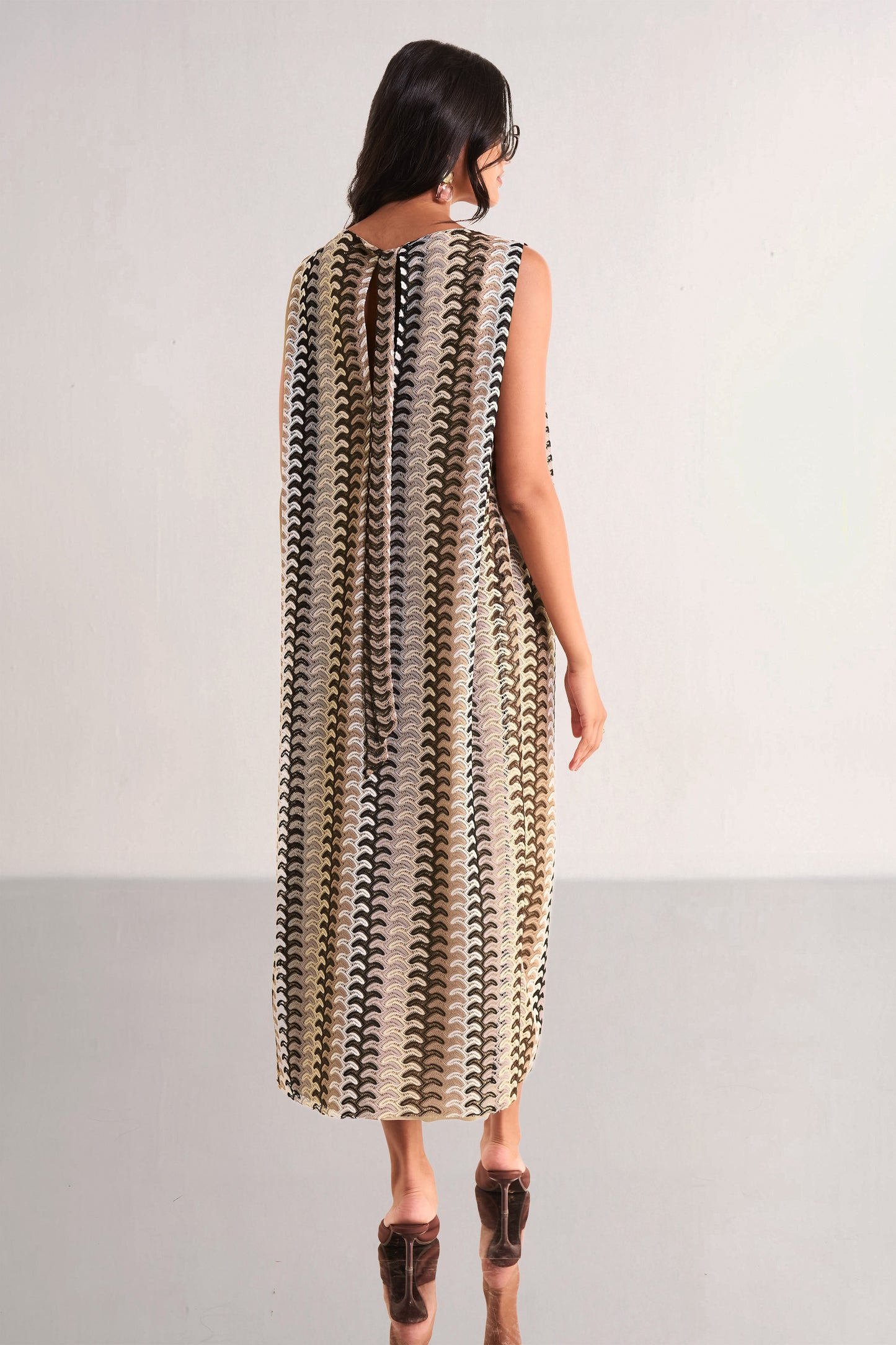 CROCHET KNIT BACK KNOT MIDI