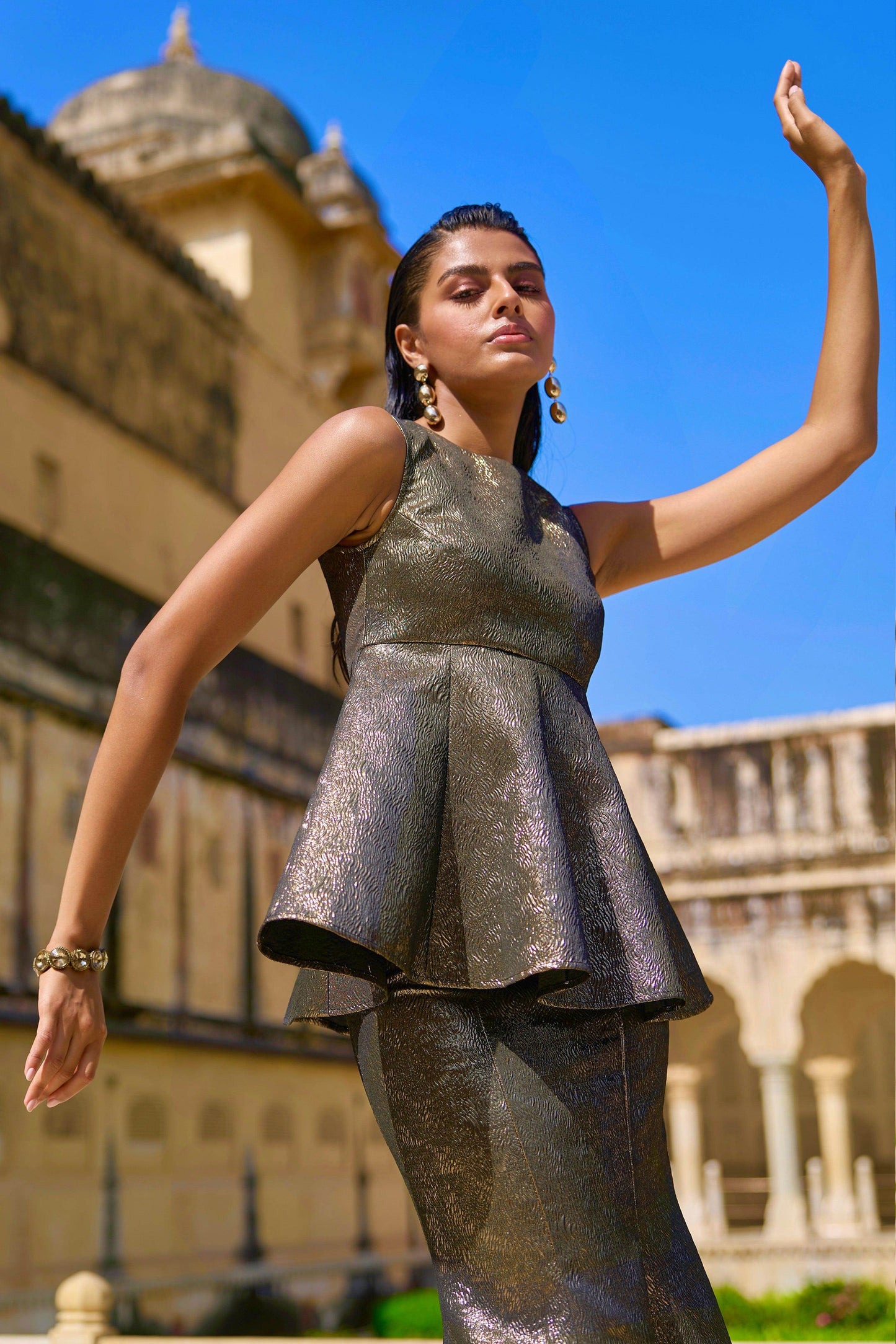 METALLIC CORSET AND SKIRT SET - dash and dot