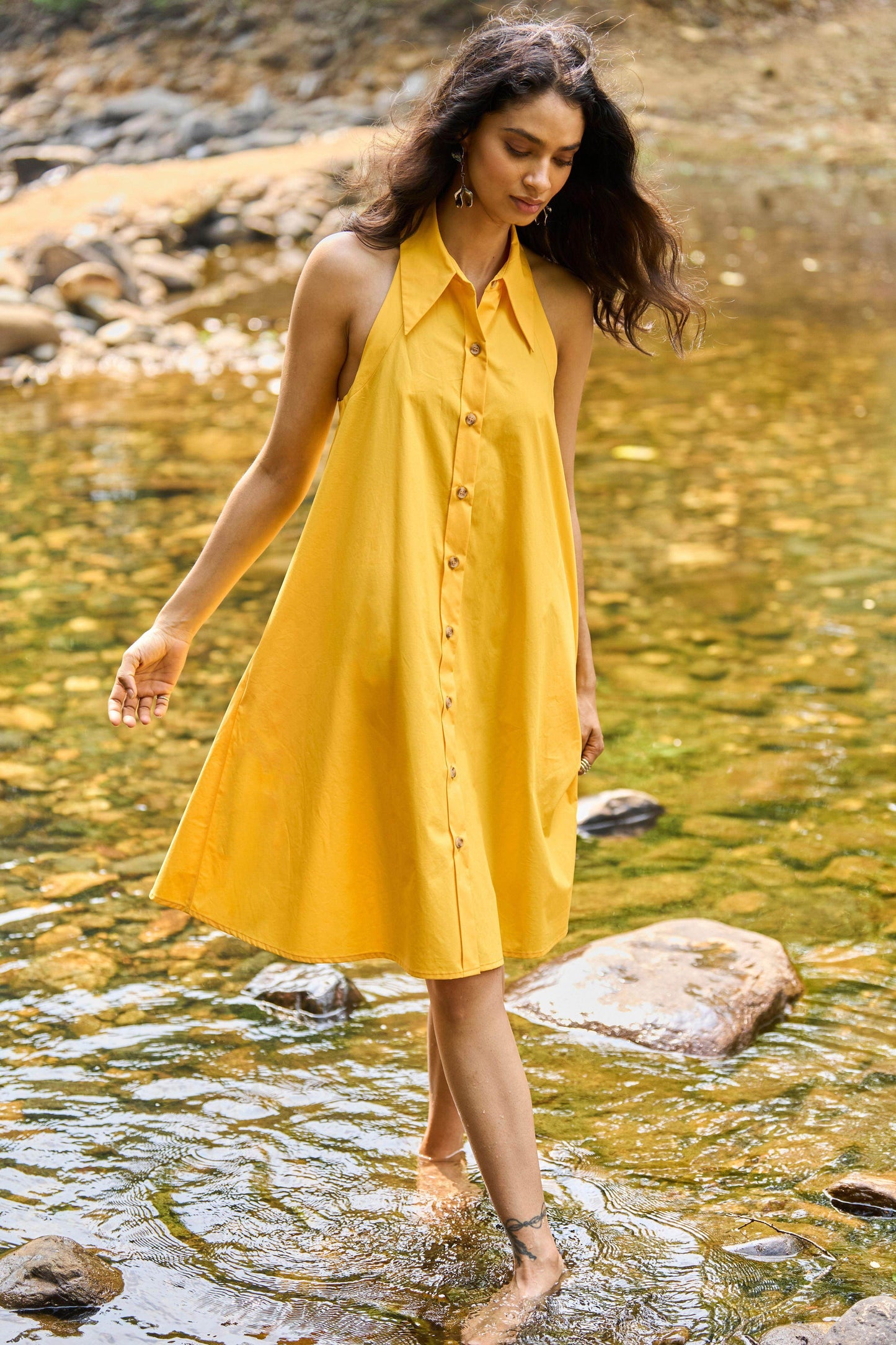 HALTER MINI SHIRT DRESS - dash and dot