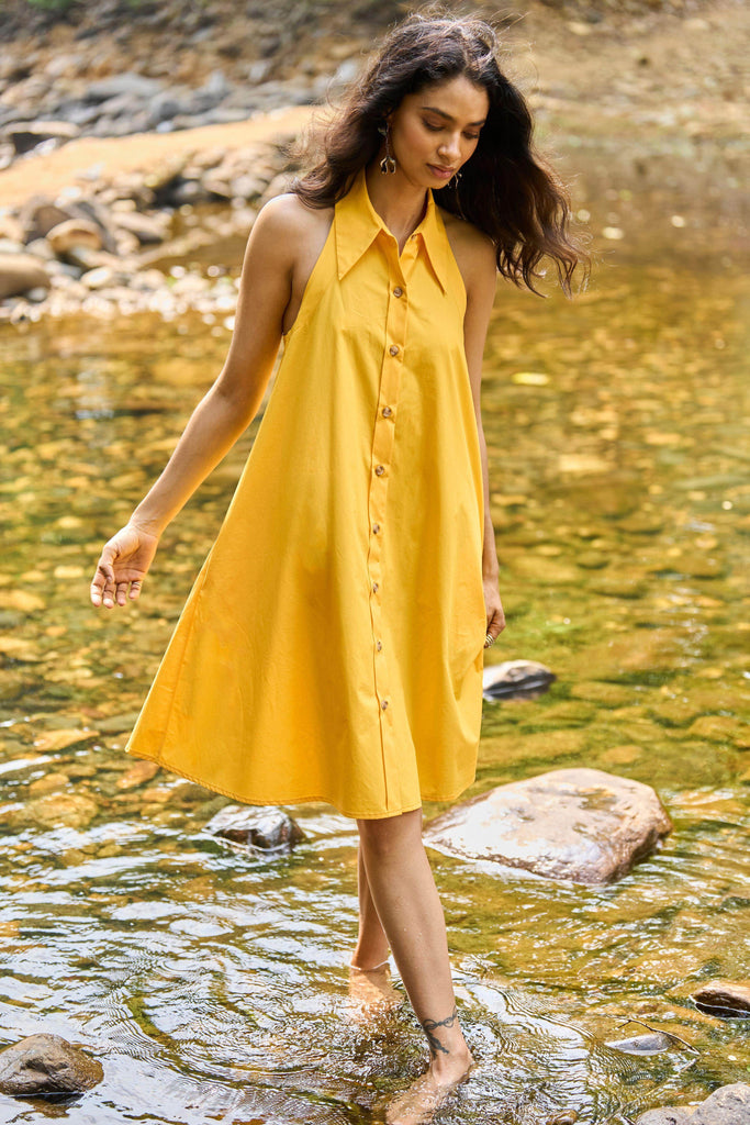 HALTER MINI SHIRT DRESS - dash and dot dash and dot