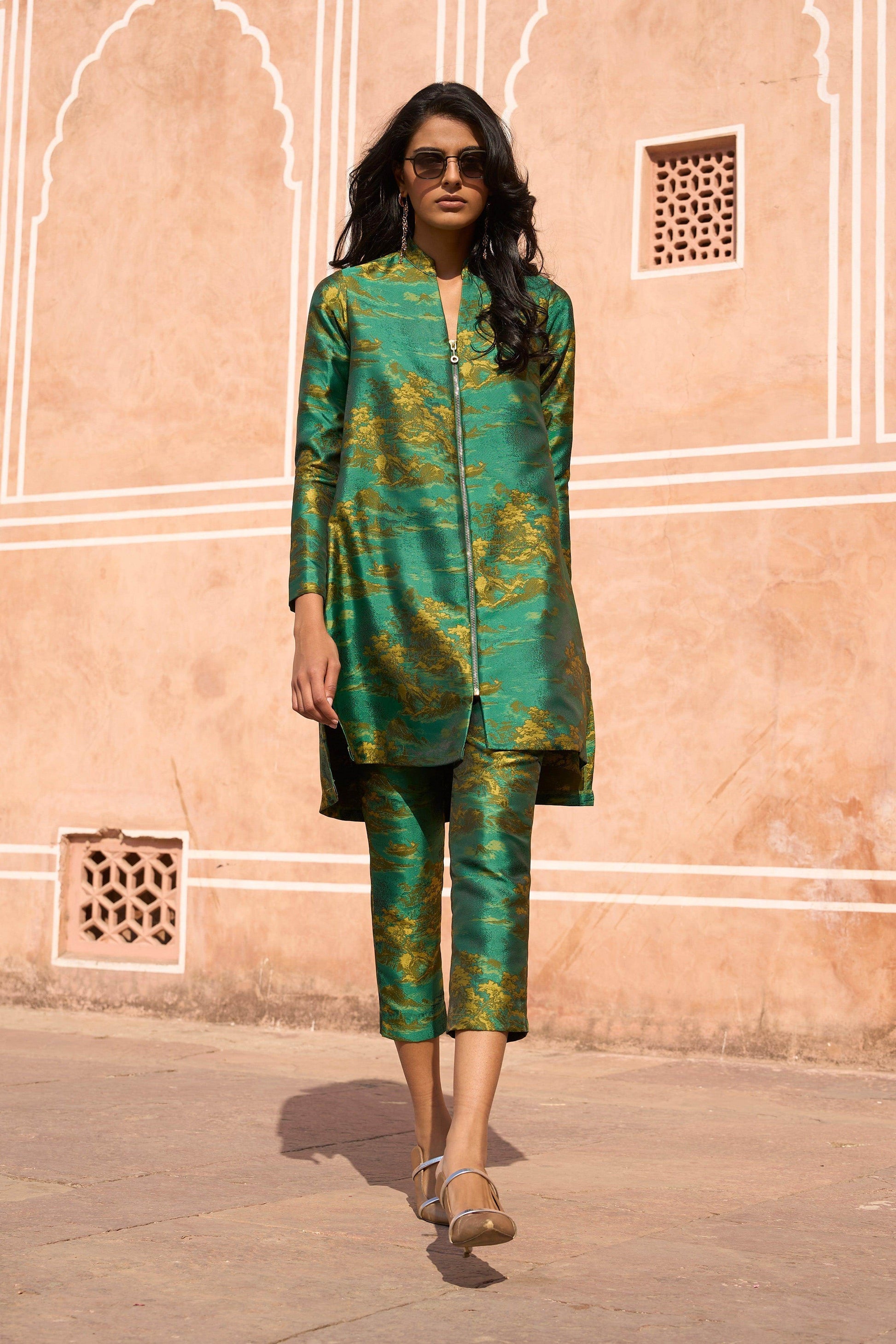 PATTERNED BROCADE LONGLINE TOP AND PANT - dash and dot