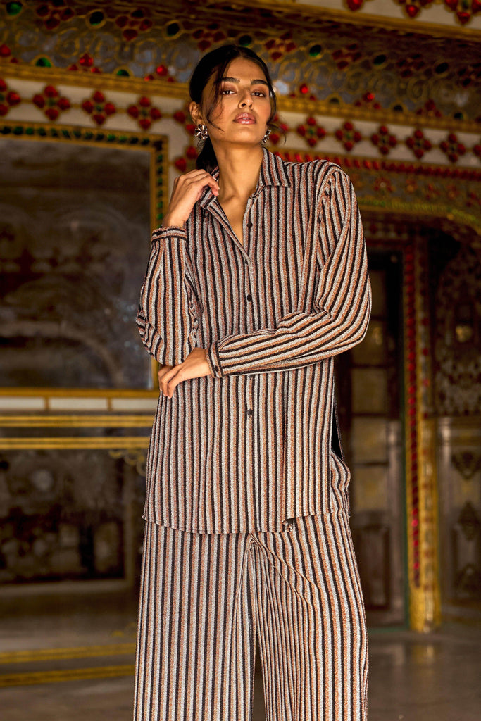 SHIMMER STRIPE KNIT SHIRT - dash and dot dash and dot