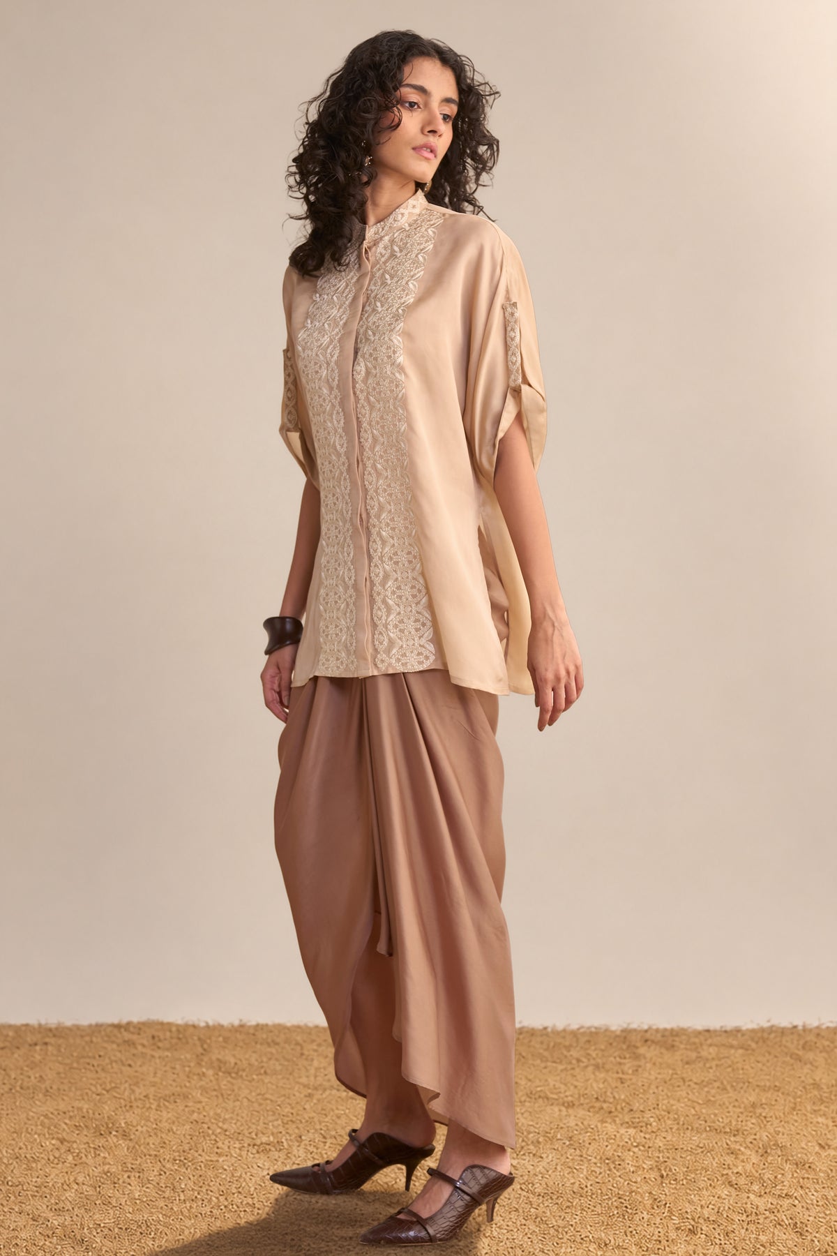 SATIN DRAPED SKIRT
