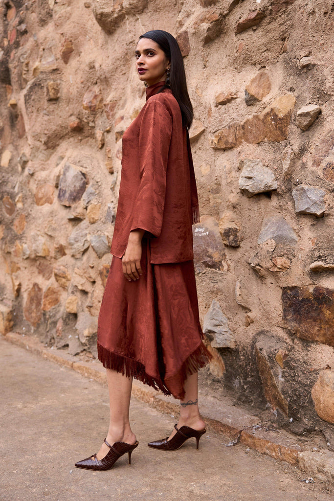 FRINGE AND JACQUARD PATTERNED SKIRT SET - dash and dot dash and dot