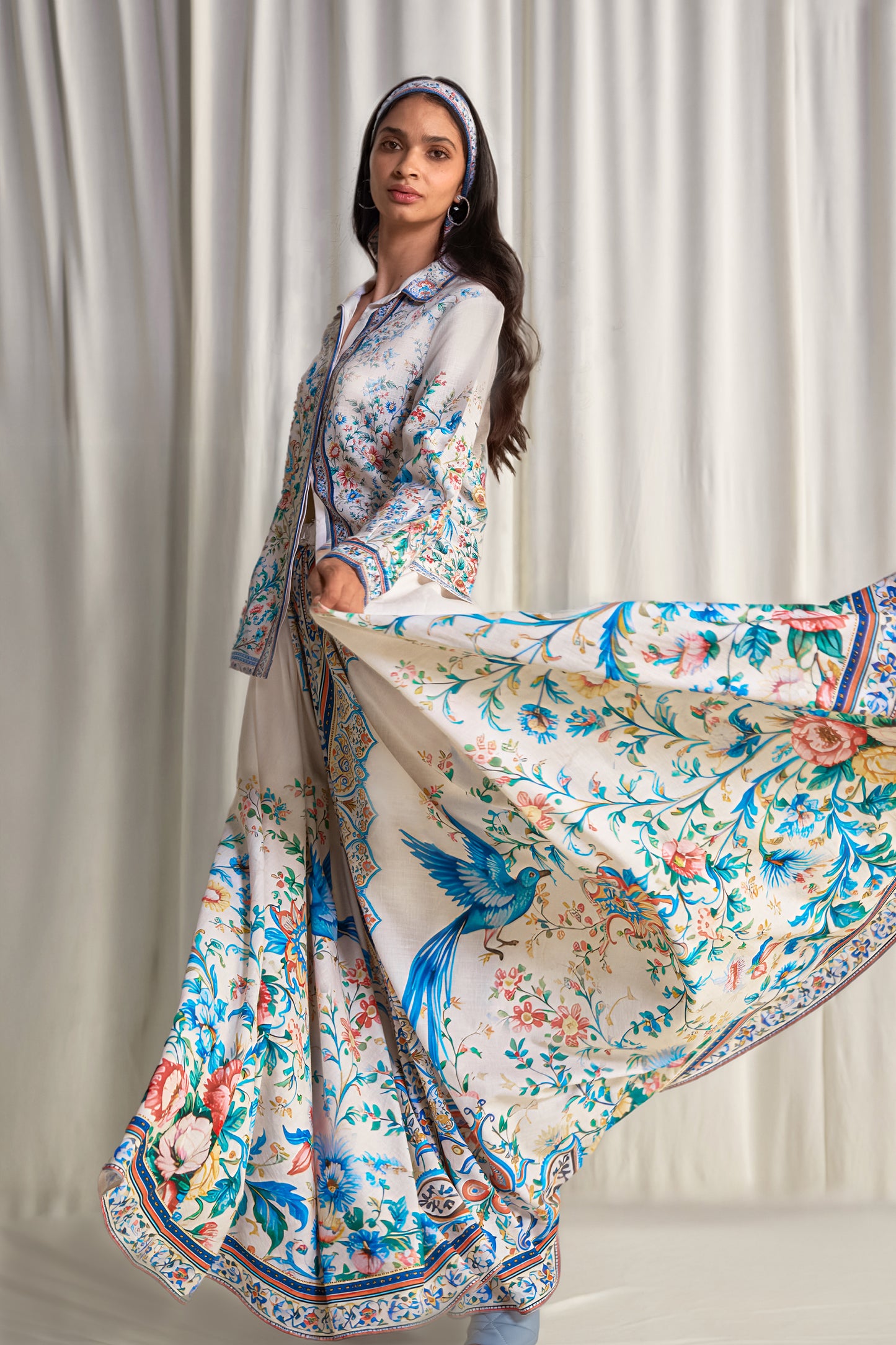 LINEN BOTANICAL PRINT SHIRT & MAXI SKIRT