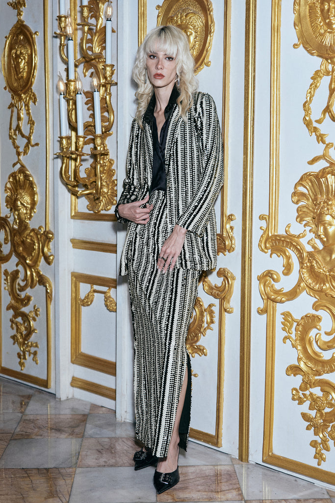 TEXTURED SEQUIN STRIPE SKIRT dash and dot