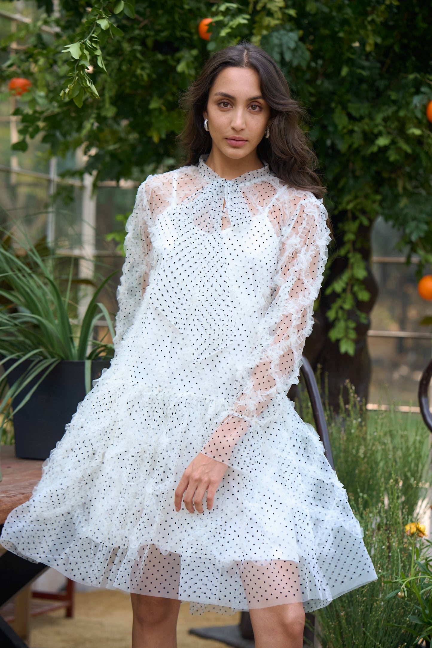 HAND APPLIQUÉ POLKA DOT DRESS