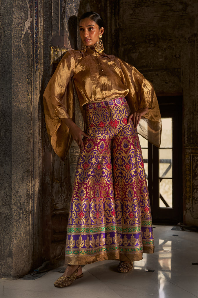 BENARES SILK TISSUE KIMONO SLEEVE SHIRT dash and dot