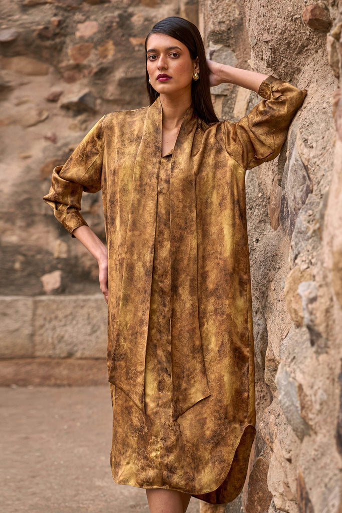 PATTERNED NECK SCARF DRESS - dash and dot dash and dot