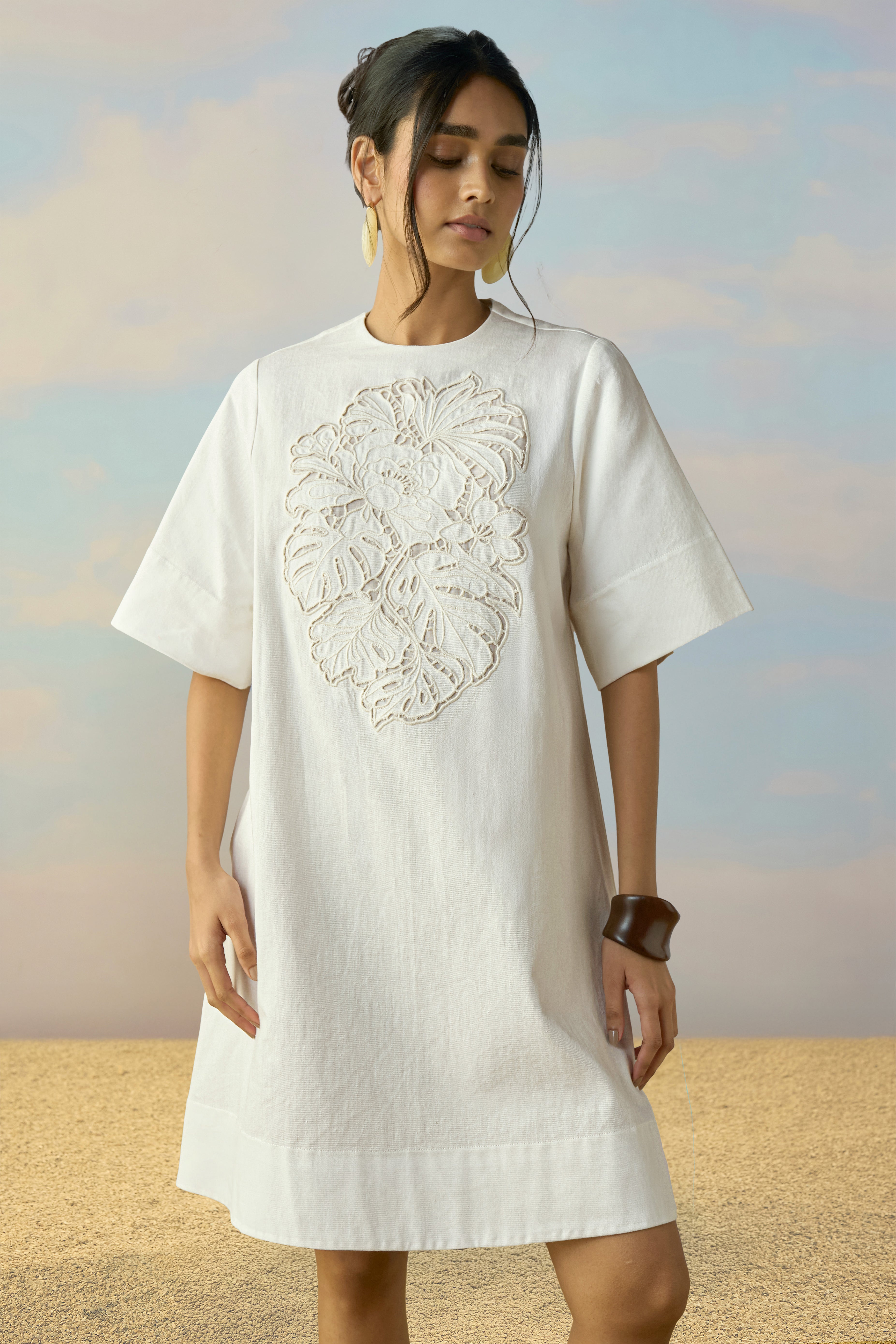 CUTWORK EMBROIDERED DENIM DRESS – dash and dot