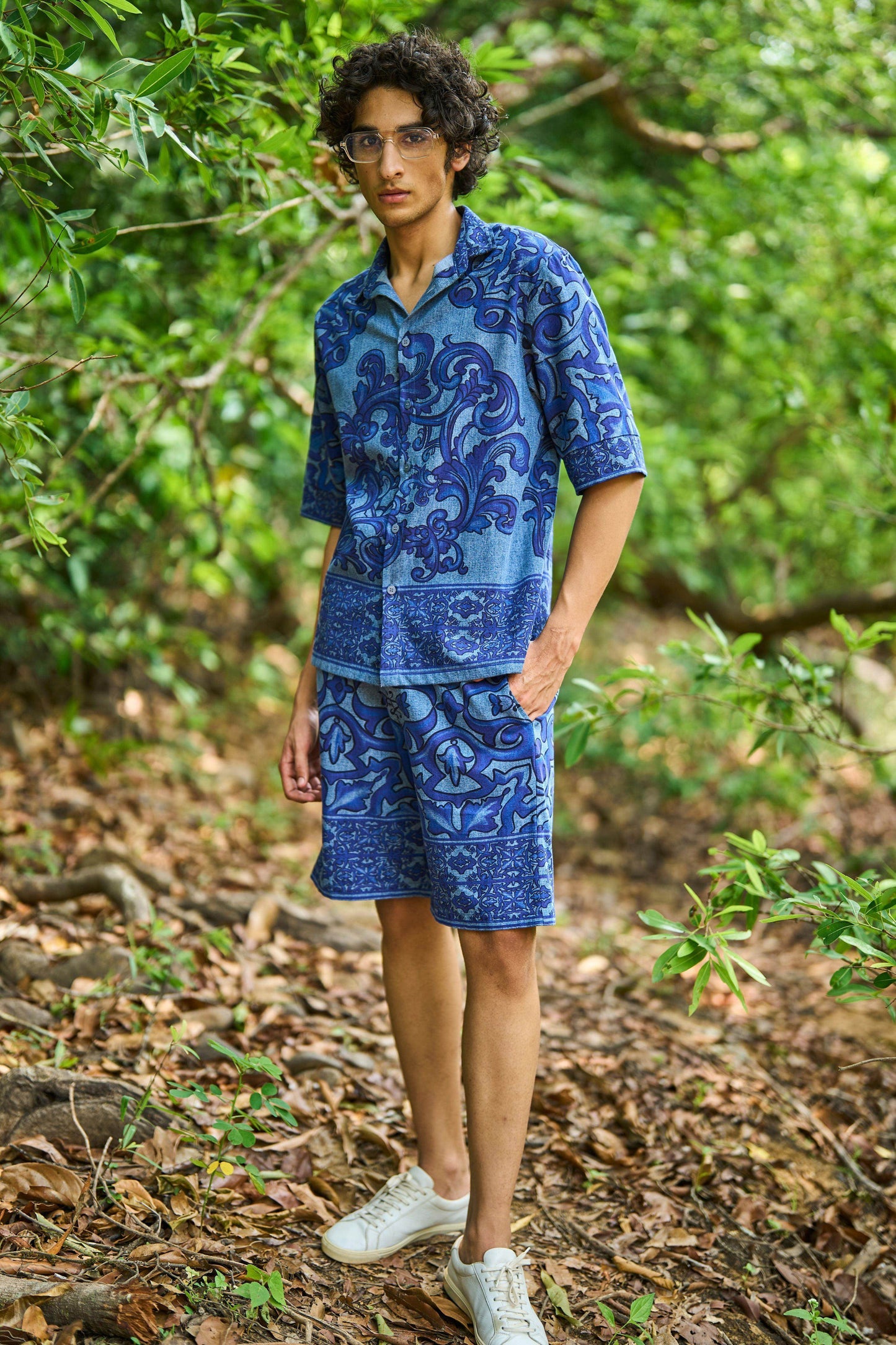 DENIM PRINTED SHORTS SET - dash and dot