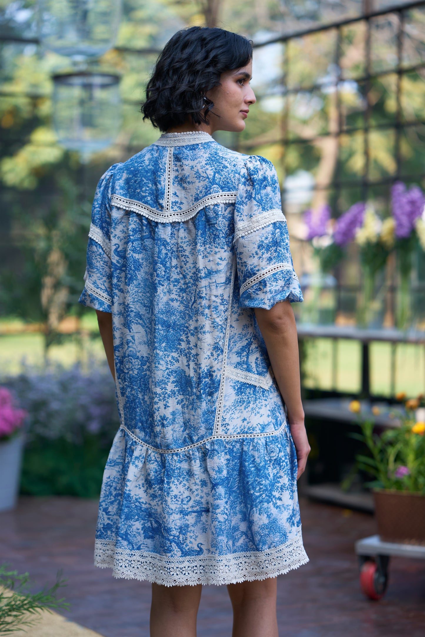 TOILE & LACE TIERED MINI