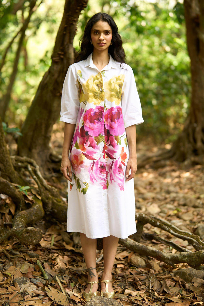 WATERCOLOUR FLORAL SHIRT DRESS - dash and dot dash and dot