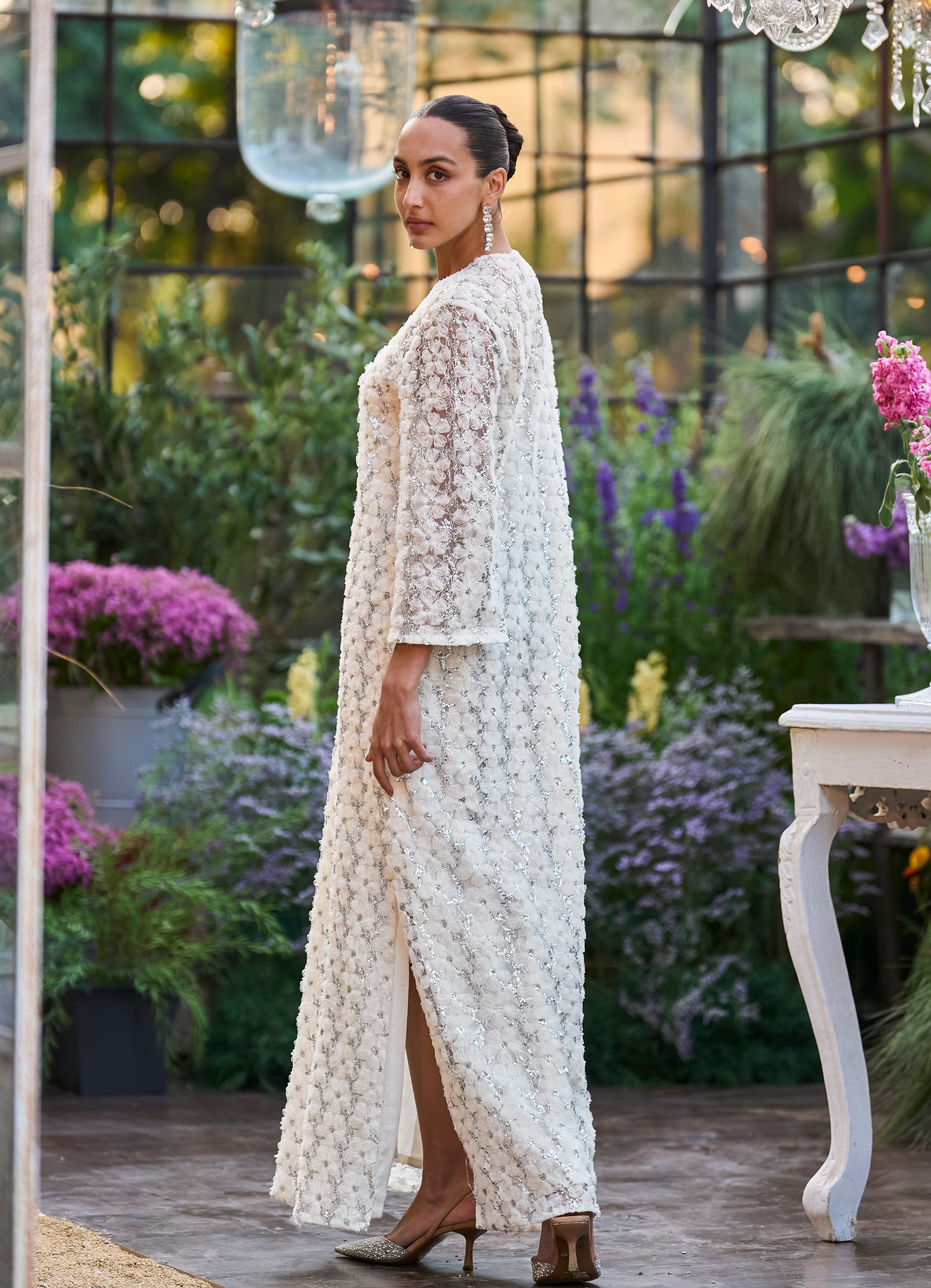 Dash and Dot - FLORAL RIBBON & SEQUIN EMBROIDERED KAFTAN DRESS