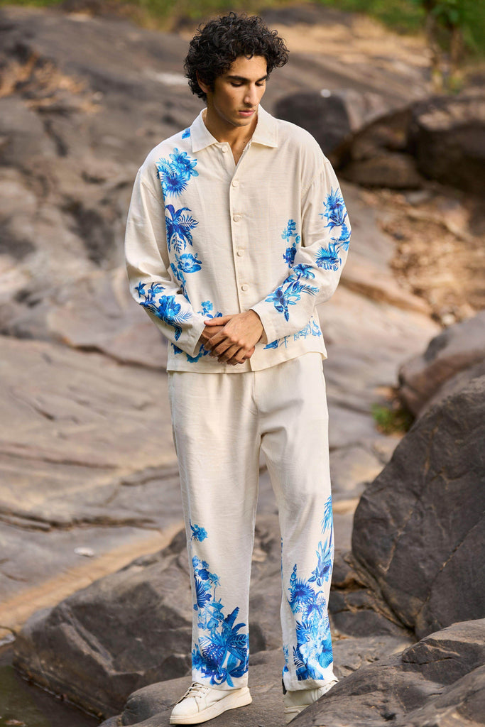 LINEN PRINTED PANT SET - dash and dot dash and dot